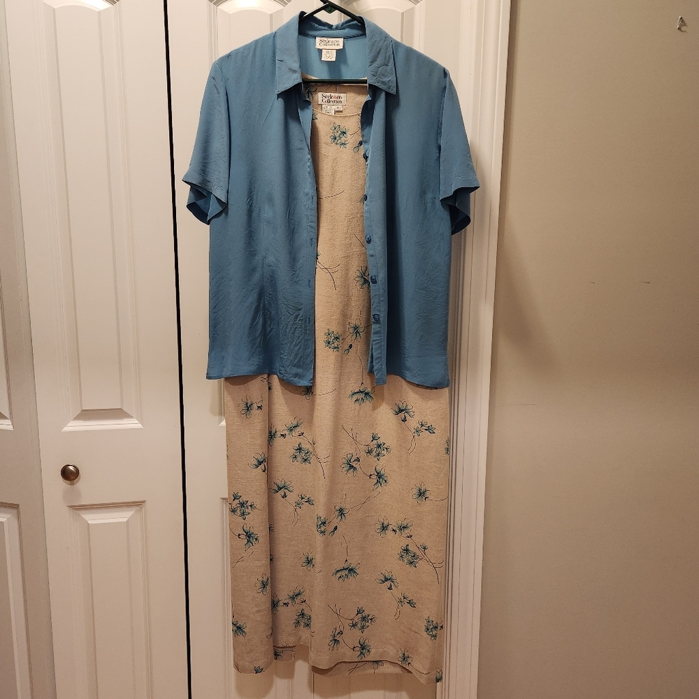 Womens Casual Sleeveless dress with short sleeve cardigan size 14